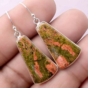 Natural Unikite Earrings solid sterling silver